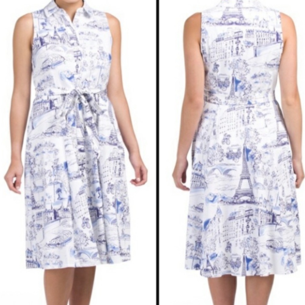 Chetta B Parisian Toile Sleeveless Midi Dress
